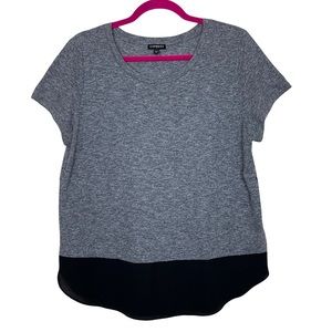 Express Factory Gray Space Dye Knit Sheer Back Casual TShirt Tee Top Medium